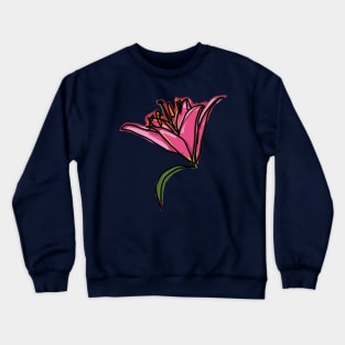 Pink Lily Flower Digital Painting Crewneck Sweatshirt